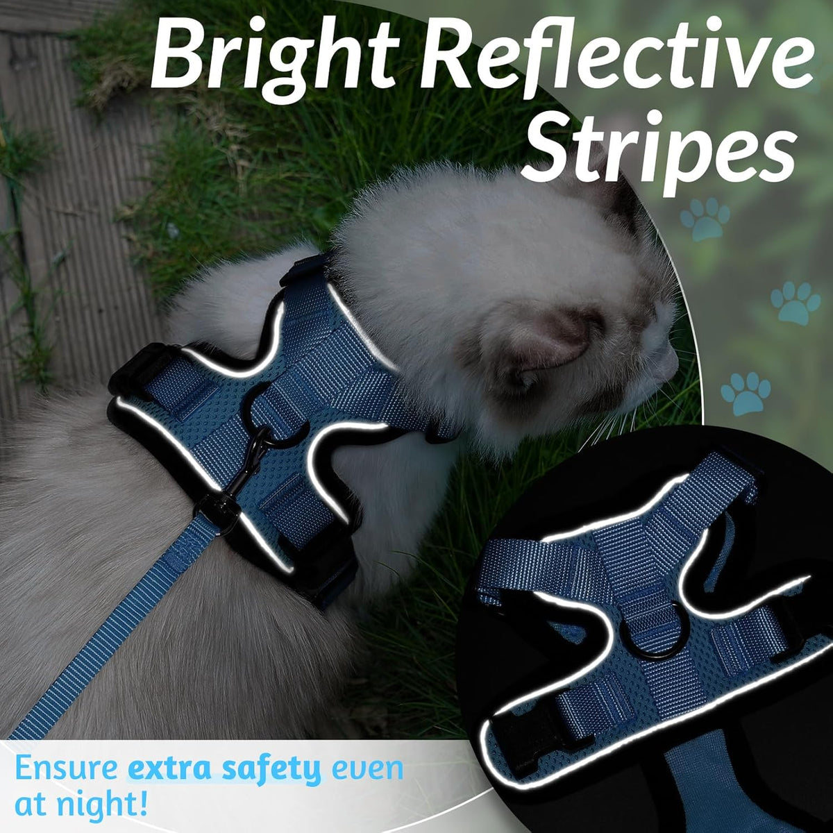 rabbitgoo Cat Harness and Leash for Walking, Escape Proof Soft Adjustable Vest Harnesses for Small Medium Cats, Easy Control Breathable Reflective Strips Jacket, XS, Black - PuriLite
