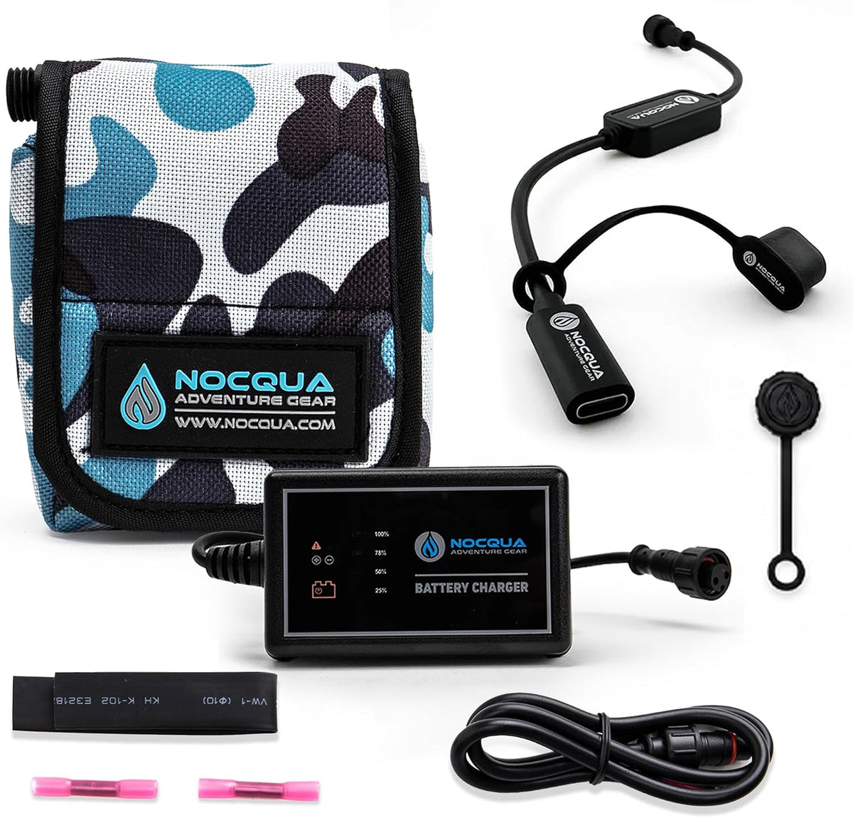 NOCQUA Pro Power Water-Resistant Battery & Charger Kit - Compatible with GPS, Depth & Fish Finders, & Most 12 Volt Electronics