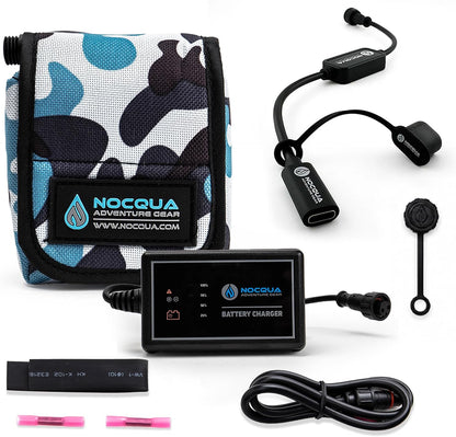 NOCQUA Pro Power Water-Resistant Battery & Charger Kit - Compatible with GPS, Depth & Fish Finders, & Most 12 Volt Electronics