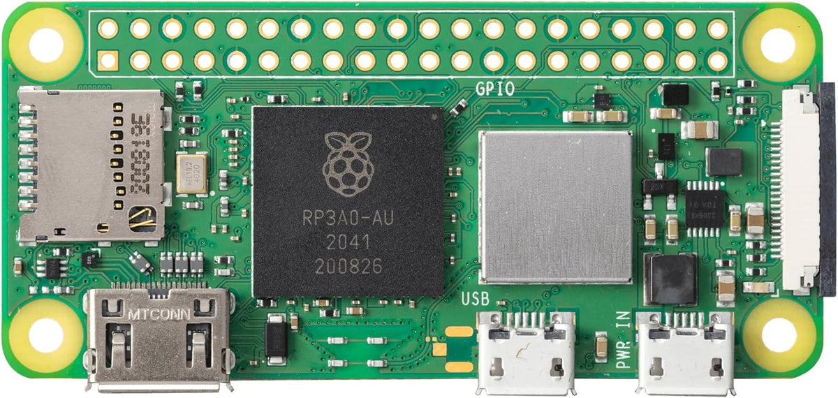 Pi Zero 2 W Base Kit - Includes Official Raspberry Pi Zero 2 W, Aluminum Alloy Mini HDMI to HDMI Adapter, Glossy Black Case, Heat Sink, Color-Coded 20-Pin GPIO Header, and Micro USB OTG Cable - PuriLite