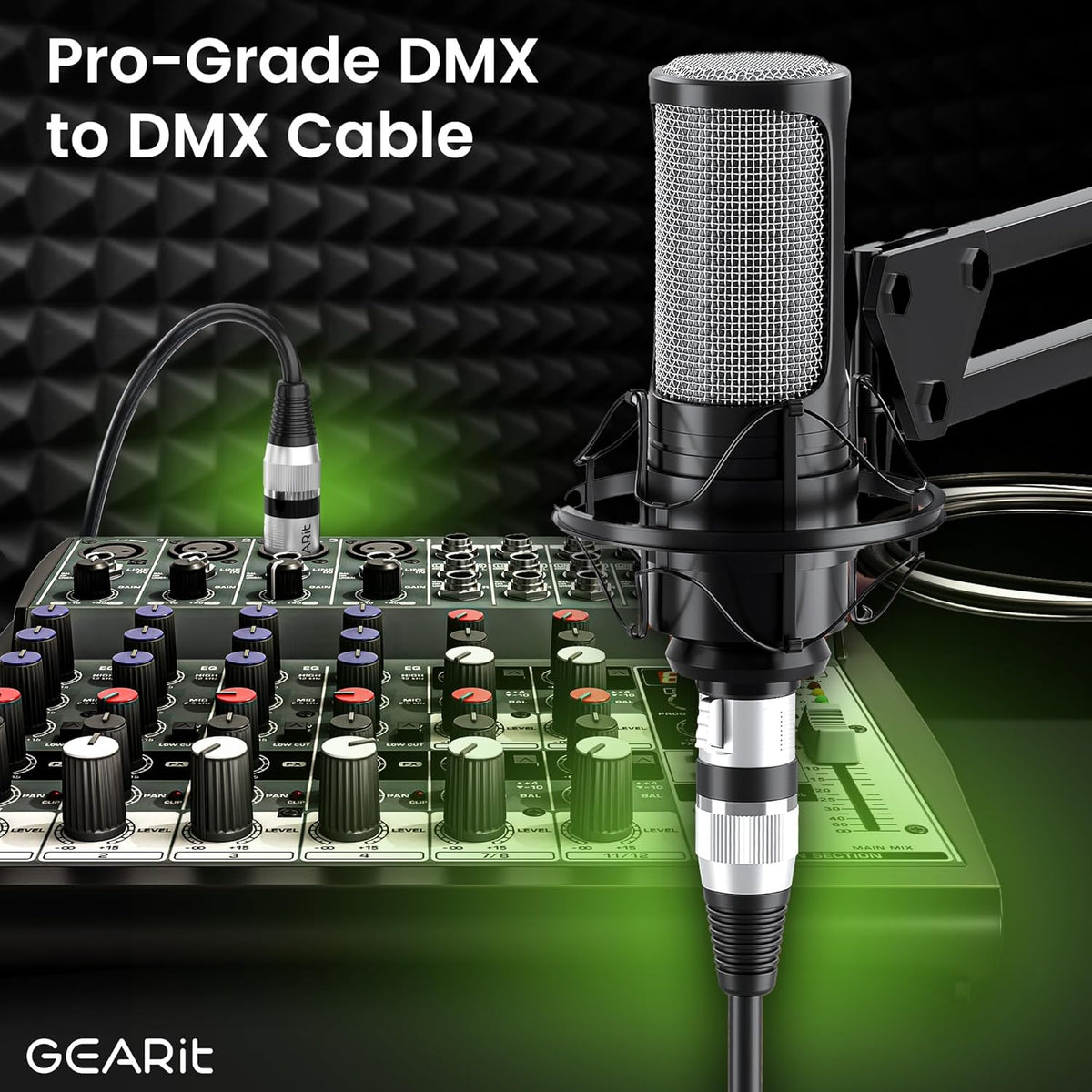 GEARit XLR Male to Female Microphone Cable (10 Feet, 6-Pack) 3-Pin Balanced Shielded Mixer, Recording Studio, Podcast - Black - PuriLite
