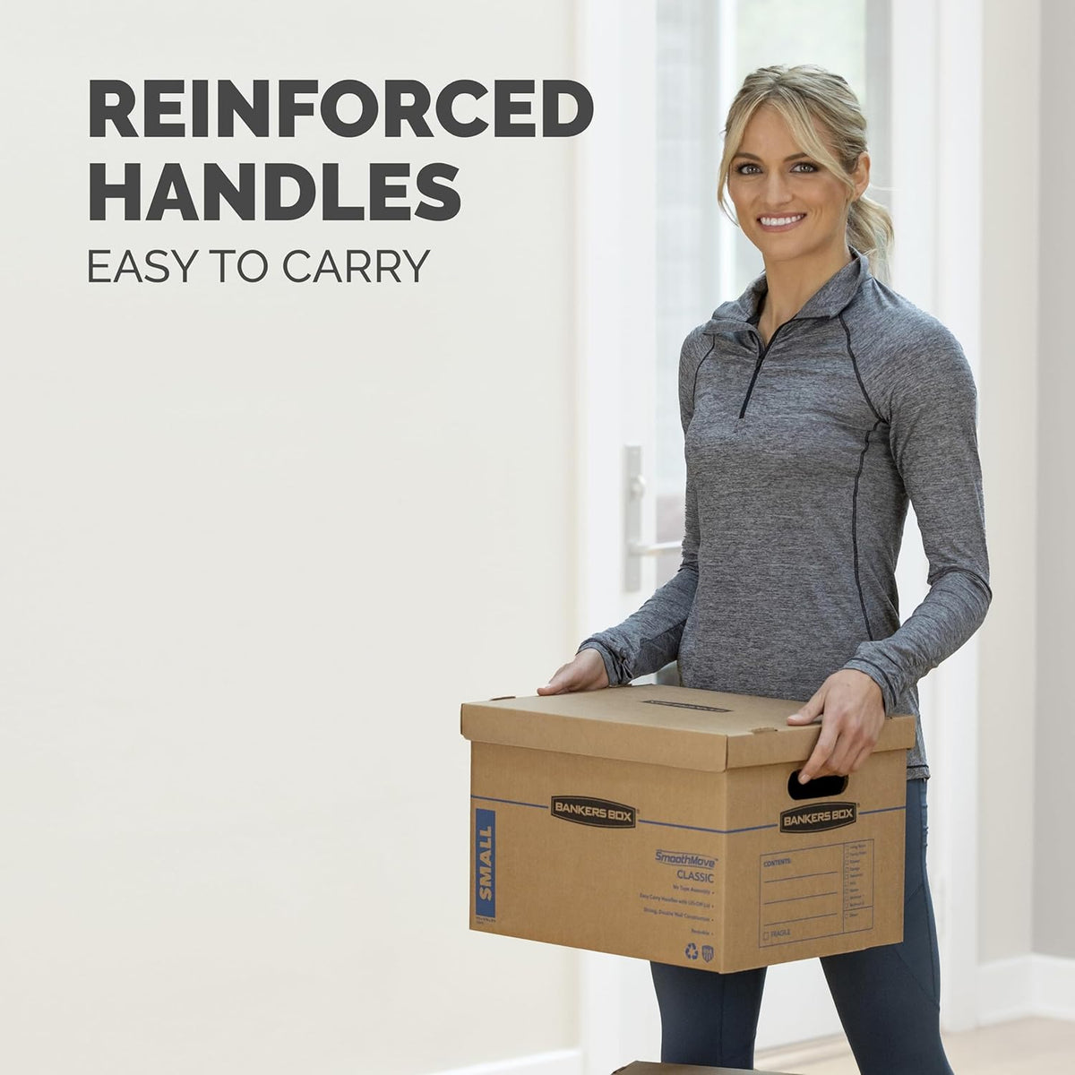 Bankers Box SmoothMove Classic Moving Kit Boxes, Tape-Free Assembly, Easy Carry Handles, 8 Small 4 Medium, 12 Pack(7716403) - PuriLite