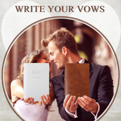 2 Pcs Wedding Vow Books His and Hers Vow Books Vow Notebook for Wedding Vows Journal Wedding Day Officiant Book 5.9 x 3.9 Inch, Bridal Shower Gifts, Wedding Keepsake, 50 Pages/Pcs (White, Brown) - PuriLite