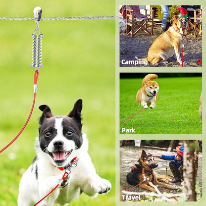 Snagle Paw Dog Tie Out Runner for Yard,Trolley System for Large Dogs,Heavy Duty Dog Run Cable with 10ft Pulley Runner Line for Dogs Up to 125lbs,Yard or Camping,75ft - PuriLite
