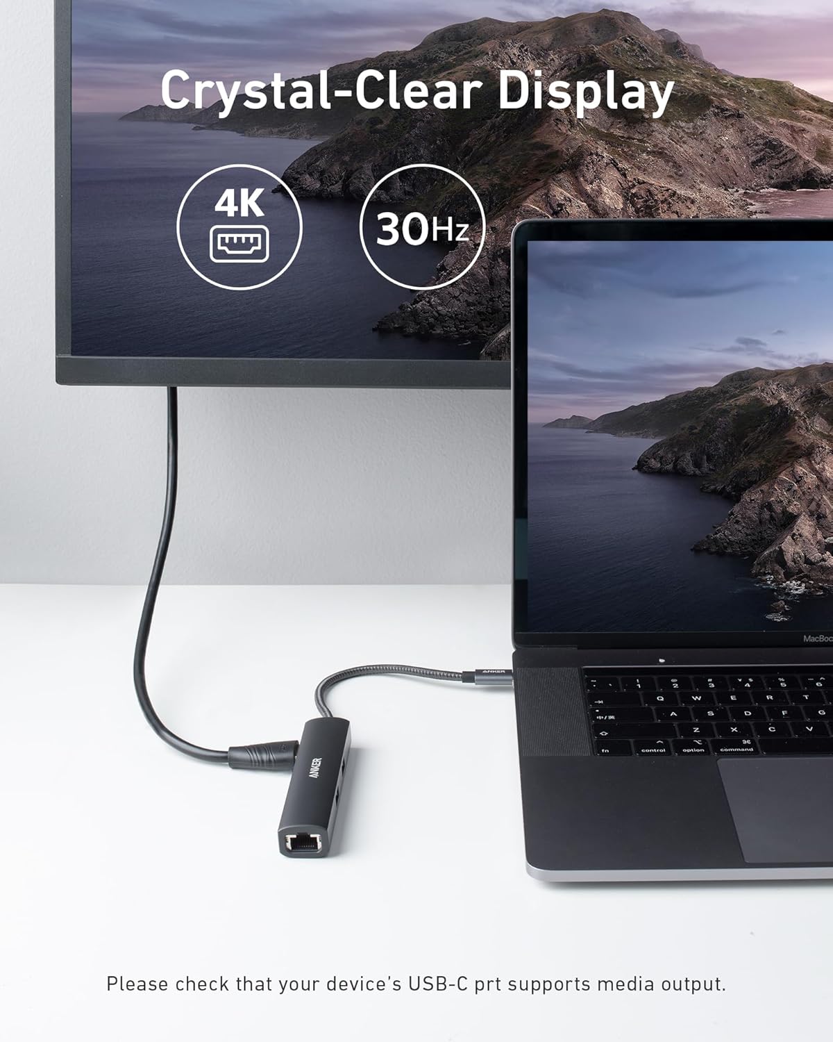 [Upgraded Version] Anker USB C Hub Adapter,5-in-1 USB C Adapter with 4K USB C to HDMI, Ethernet Port, 3 USB 3.0 Ports, for MacBook Pro, iPad Pro, XPS, Pixelbook, and More - PuriLite