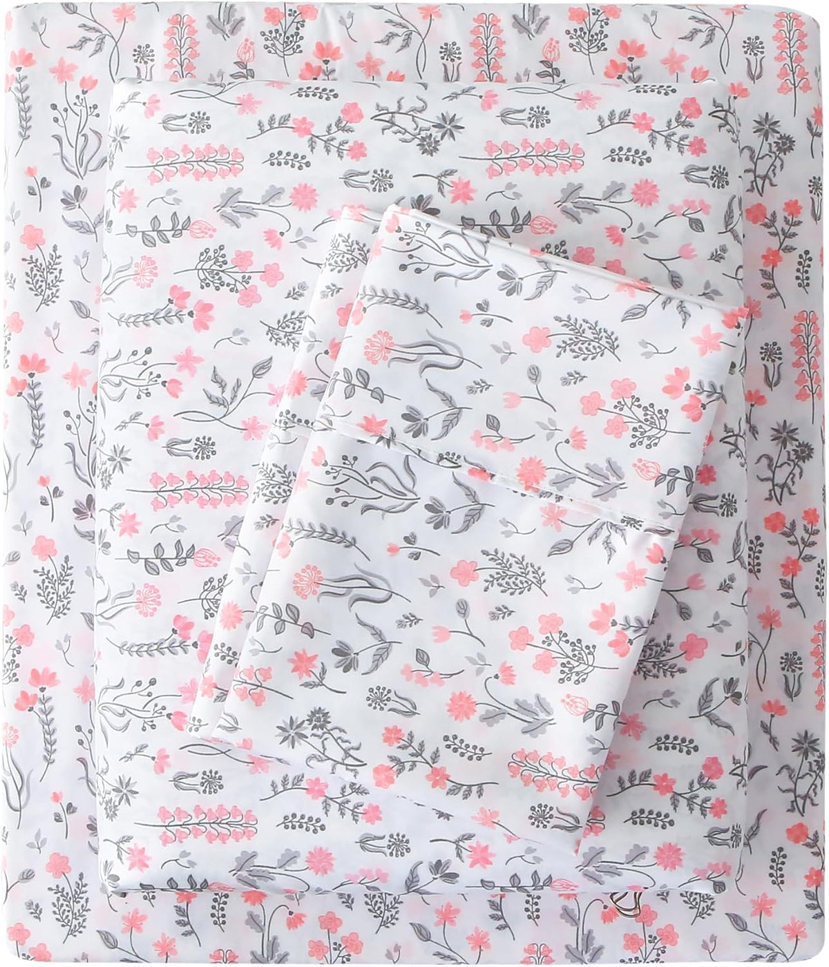 Viviland Floral Queen Sheet Set - 4 Piece Vintage Pink & Yellow Flower Patterned Bed Sheets - Soft, Breathable Microfiber Sheets with Deep Pocket, Non-Slip Fitted Sheets & Pillowcases - PuriLite