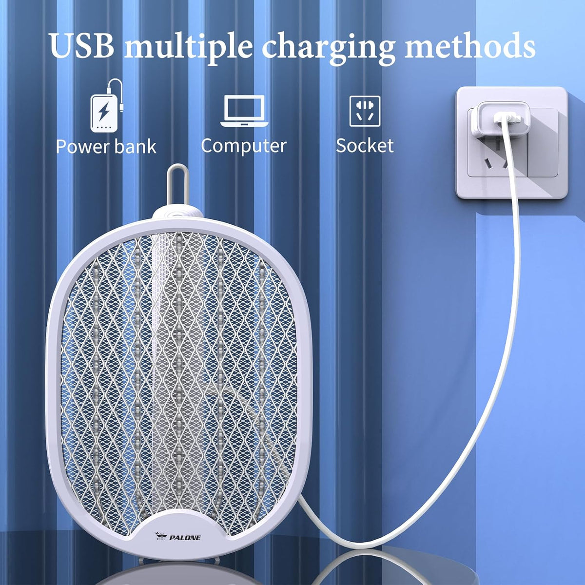PALONE Solar Bug Zapper with 5.5W Solar Panel Charging, USB Charging Bug Zapper Light for Outdoor and Indoor - PuriLite