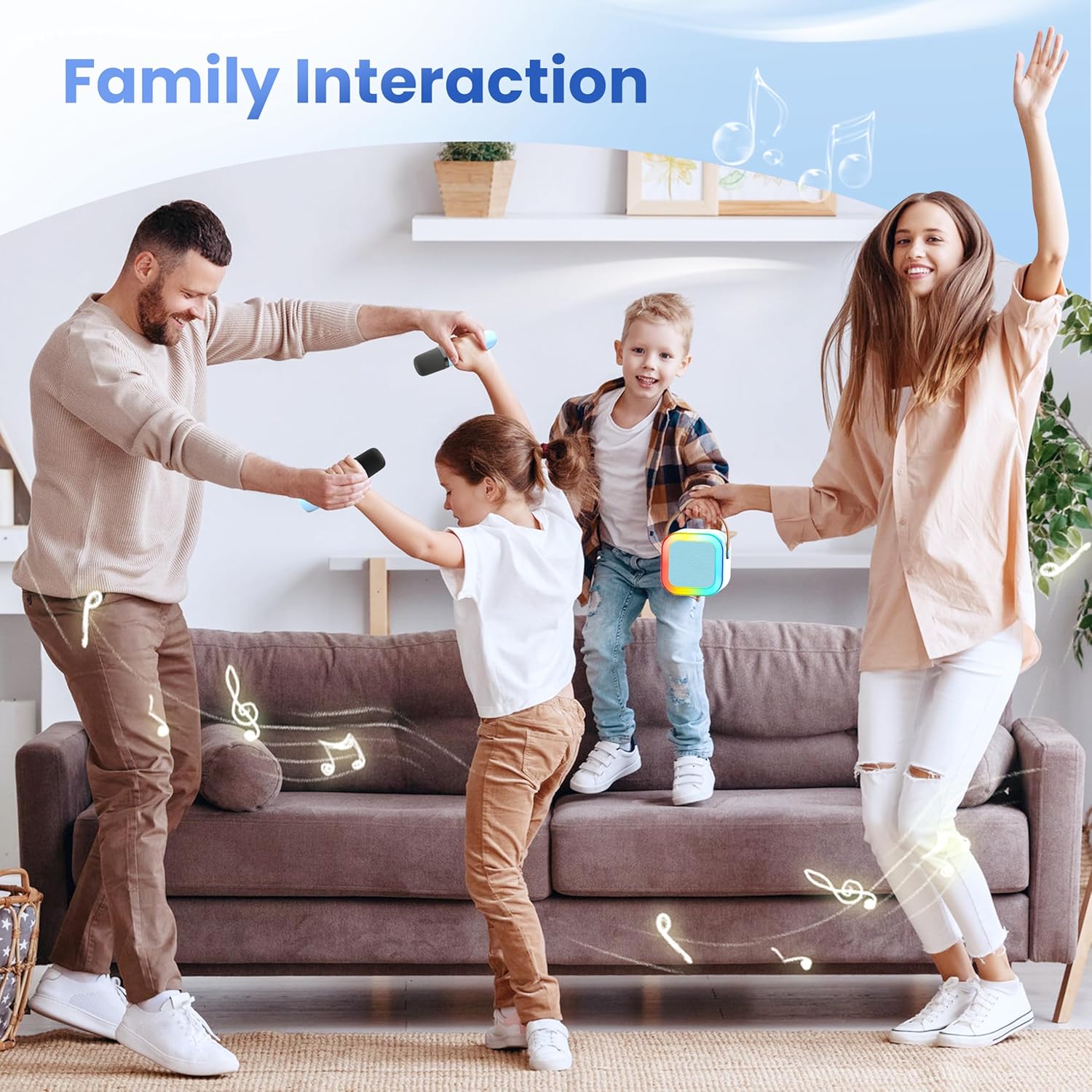 Karaoke Machine for Kids Adults, Portable Bluetooth Mini Karaoke Microphone Singing Speaker Karaoke Player with 2 Wireless Mic Toys for All Smartphones,Birthday, Family,Home Party (Purple) - PuriLite