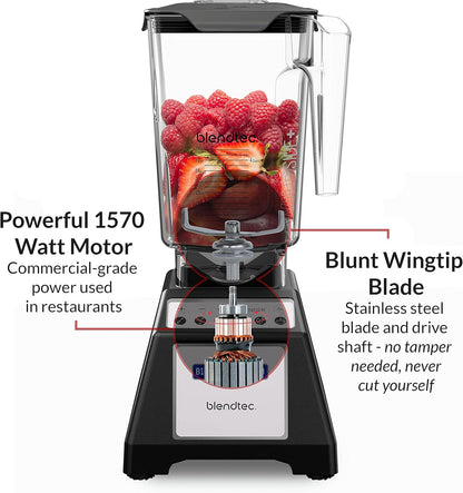 Blendtec Total Classic Original Blender and 75 oz FourSide Blender Jar - Kitchen Blender Bundle - Red - PuriLite