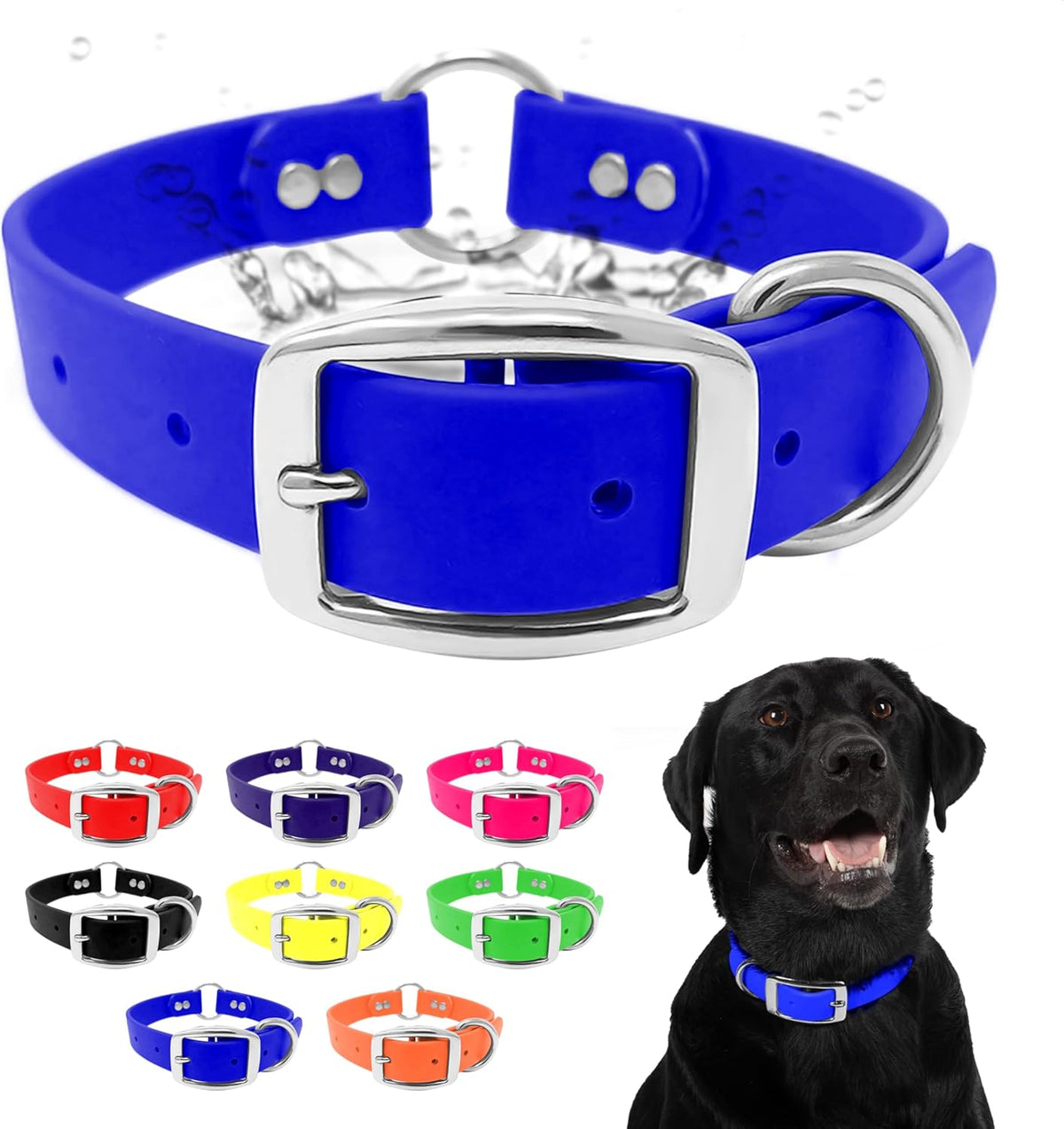 Regal Dog Products Medium Orange Dog Collar with Heavy Duty Double Buckle & D Ring | Vinyl Coated, Custom Fit, Adjustable Biothane Dog Collar Chew Resistant Waterproof Center-Ring Collar for Dogs - PuriLite