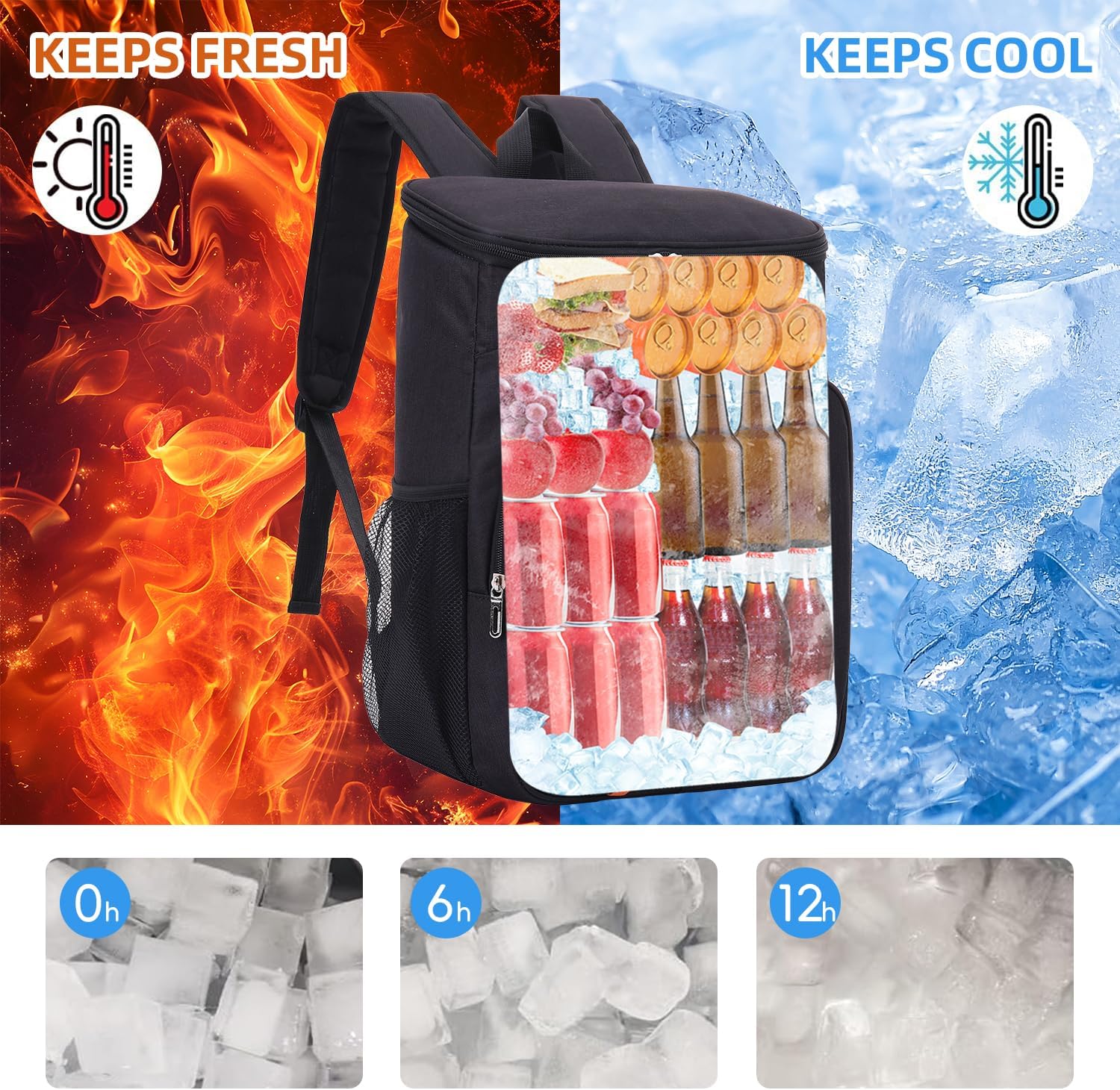 Bagtopia Camping Cooler Backpack 25 Cans, Leak Proof Insulated Thermal Bag, Beach Travel Picnic Lunch Backpack for Men Women - PuriLite