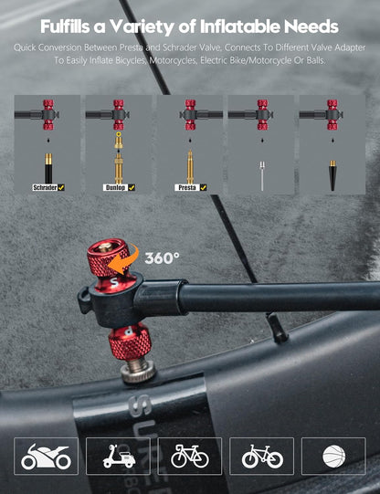 Tiakia Bike Floor Pump with Gauge High Pressure Portable Bike Pump High Volume Aluminum Tire Pump Small Bicycle Air Pump Fits Schrader Presta Valve Hand Pump for Bike Balls - PuriLite