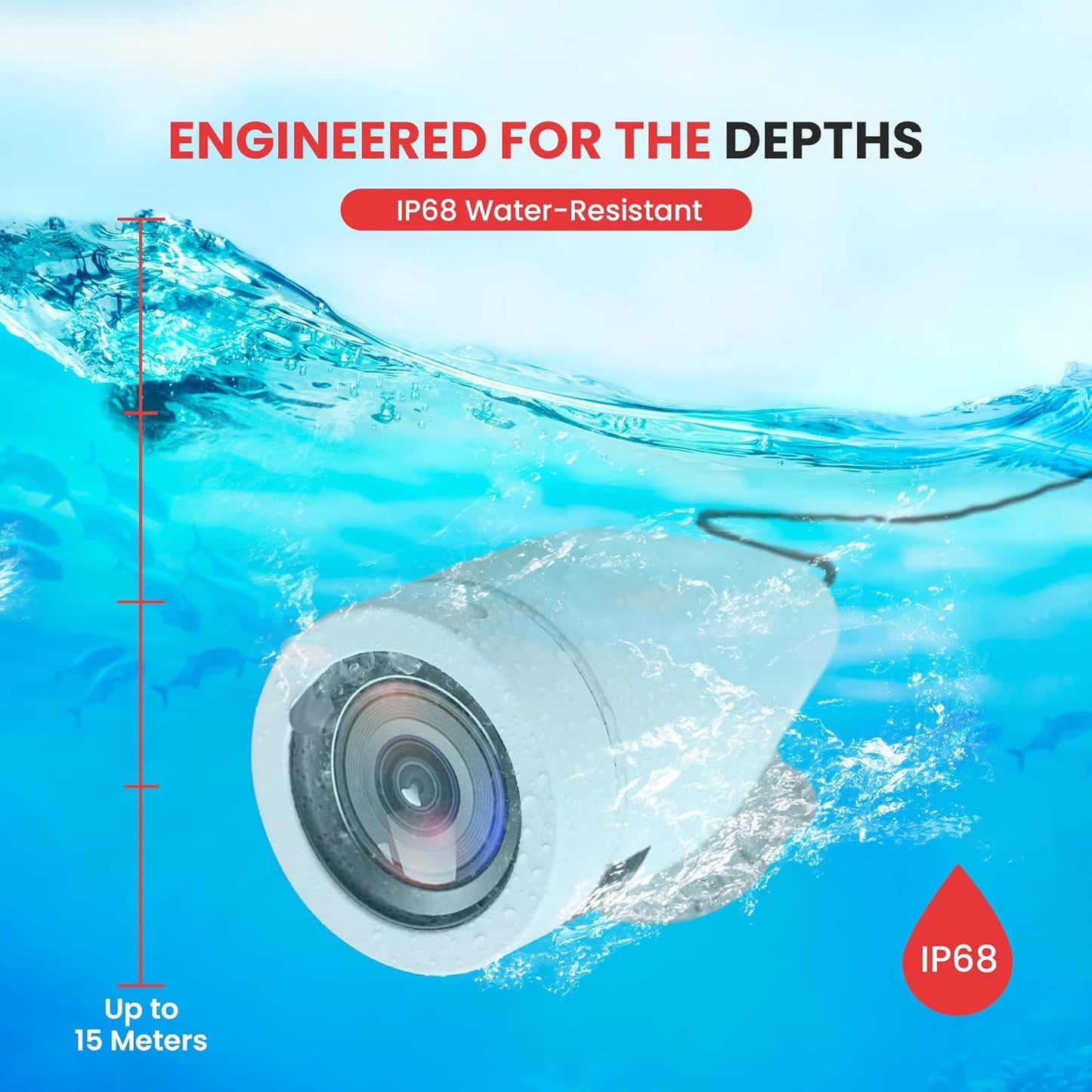Pyle Ice Fishing Camera - 4.3" Portable Underwater Fishing Camera, 1000TVL Camera w/ 12pcs Infrared Lights & 15m Cable, Essential Fishfinder Fishing Accessories, for Ice/Ocean/Lake Fishing - PuriLite
