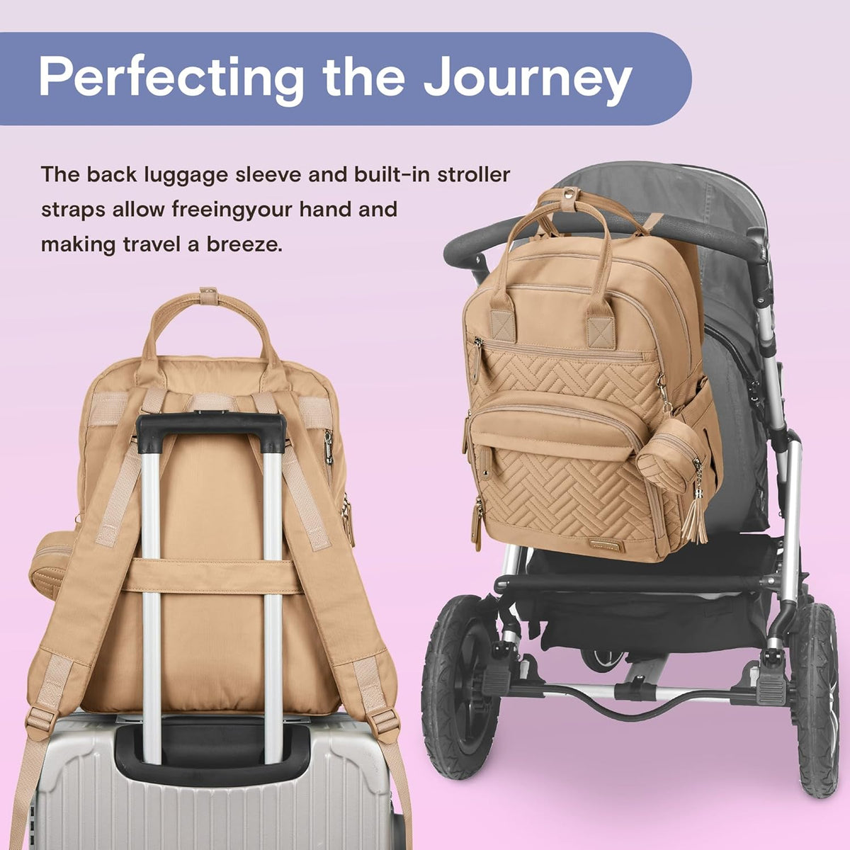 Diaper Bag Backpack, iniuniu Large Baby Bags with Diaper Pouch, Washable Changing Pad, Pacifier Case and Stroller Straps - PuriLite
