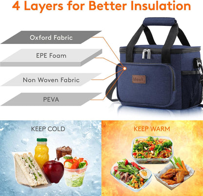 Lifewit Large Lunch Bag for Adults, 24-Can 15L Insulated Lunch Box Leakproof Soft Cooler Cooling Tote for Men Women, Waterproof Reusable Cooler Bags for Work Office Outdoor Picnic Camping, Black - PuriLite