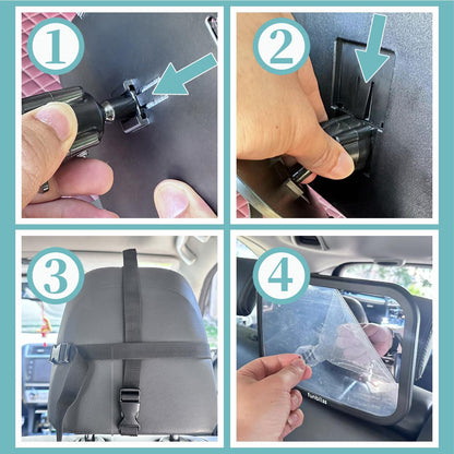Funbliss Baby Car Mirror for Rear Facing Seat,360° Rotation, Safety CertifiedShatterproof Acrylic Glass, Clear Wide View,Infant Car Mirror for Car Seat Rear Facing,Baby Vehicle Mirror - PuriLite