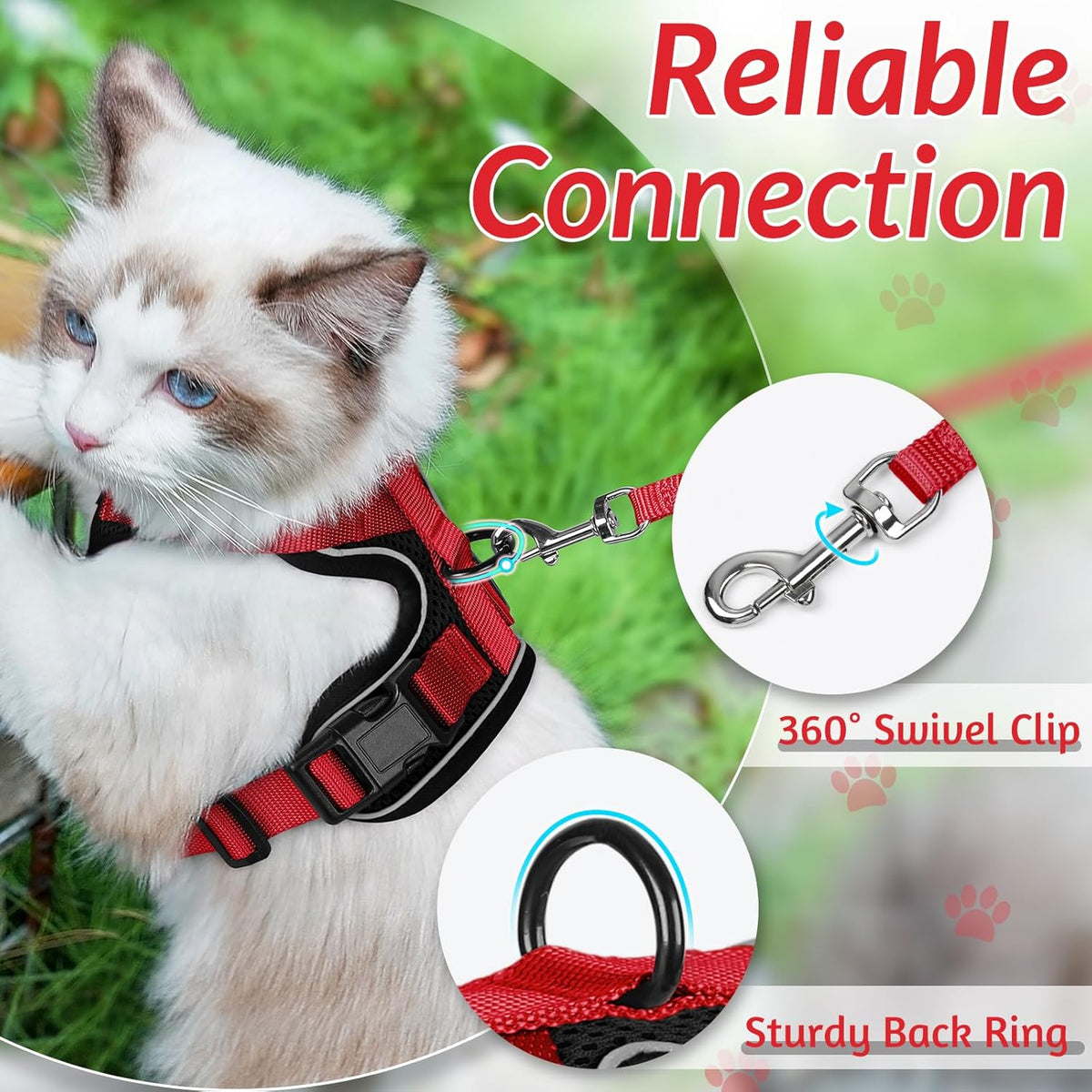 rabbitgoo Cat Harness and Leash for Walking, Escape Proof Soft Adjustable Vest Harnesses for Small Medium Cats, Easy Control Breathable Reflective Strips Jacket, XS, Black - PuriLite