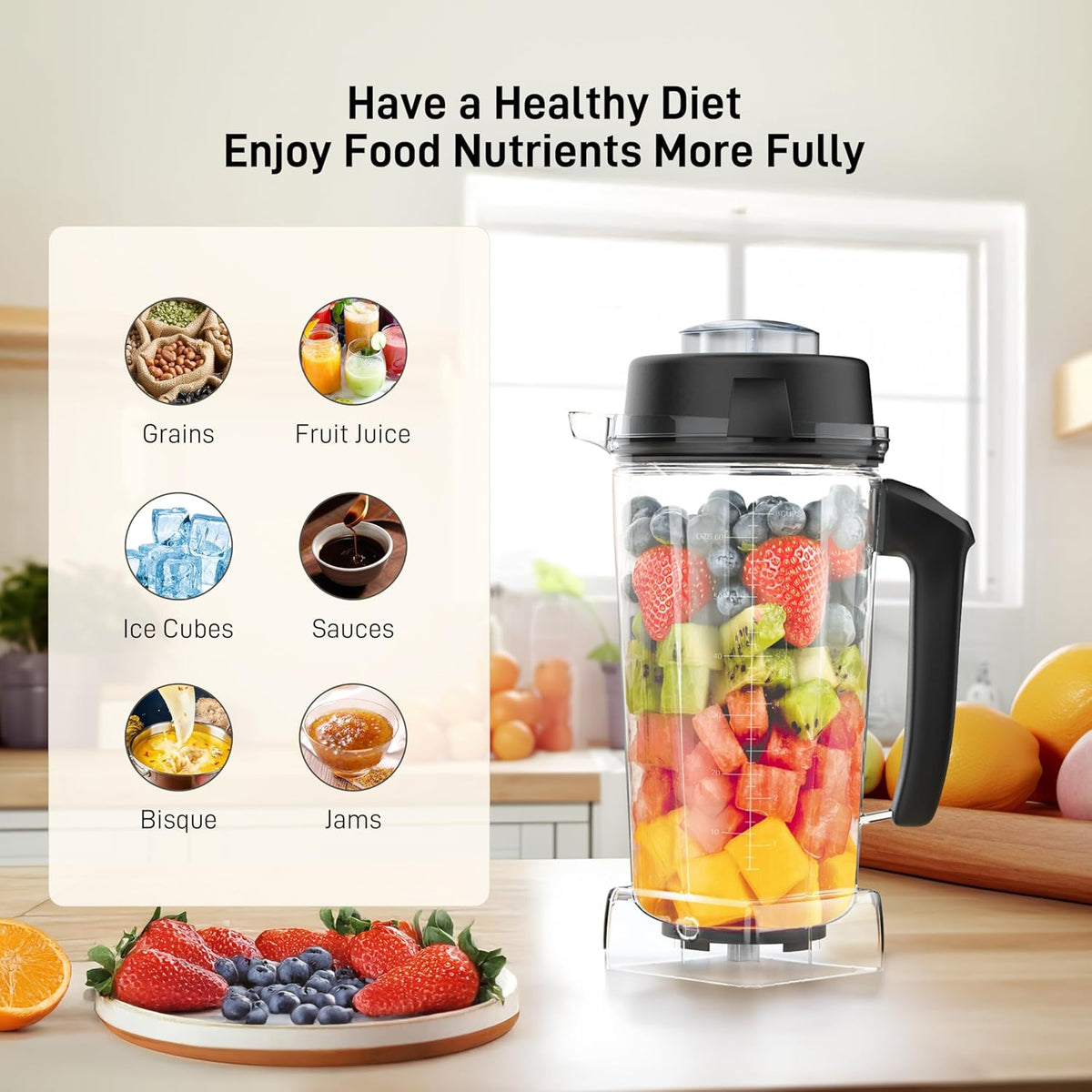 64oz Blenders Container for Vitamix replacement Pitcher Container Jar Cup Food Processor Accessories Kit, Fit to Vitamix 5300 7500, Classic C/Commercial/Explorian series - PuriLite