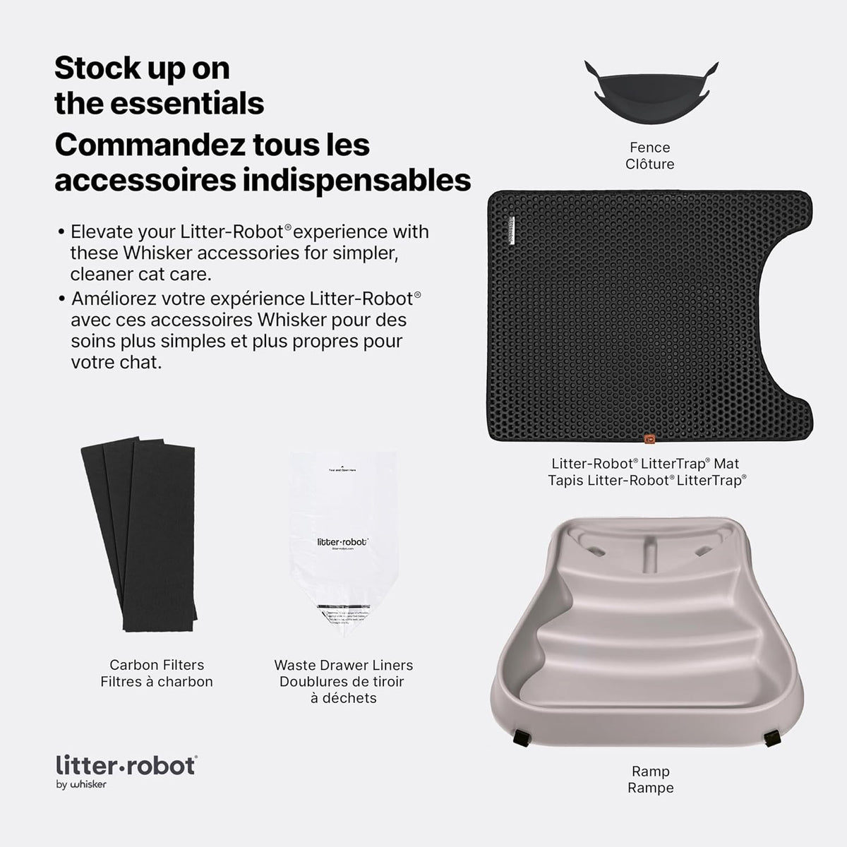Litter-Robot 3 Connect by Whisker (Grey) Automatic Self-Cleaning Cat Litter Box, WiFi Enabled, Works with Any Clumping Litter, Never Scoop Again - PuriLite