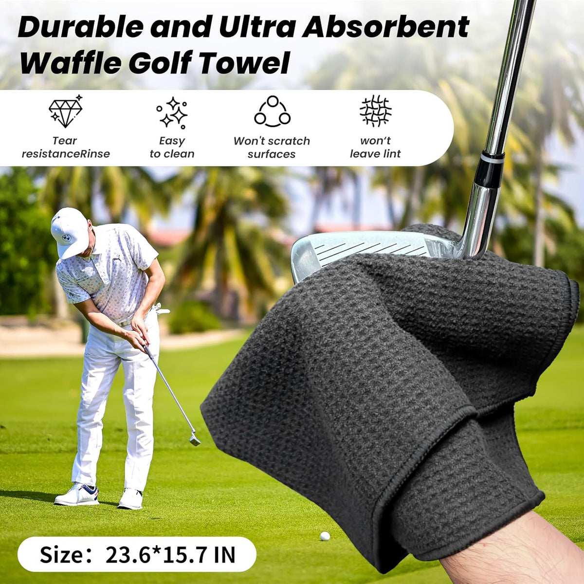 BAPOTH Golf Club Cleaner, Non-Leaking Stretchable Golf Brush with Golf Towel (60 * 40cm), Strong Bristles Brush Can Hold 5 oz Water, Essentials Golf Accessories Gifts for Men Women - PuriLite