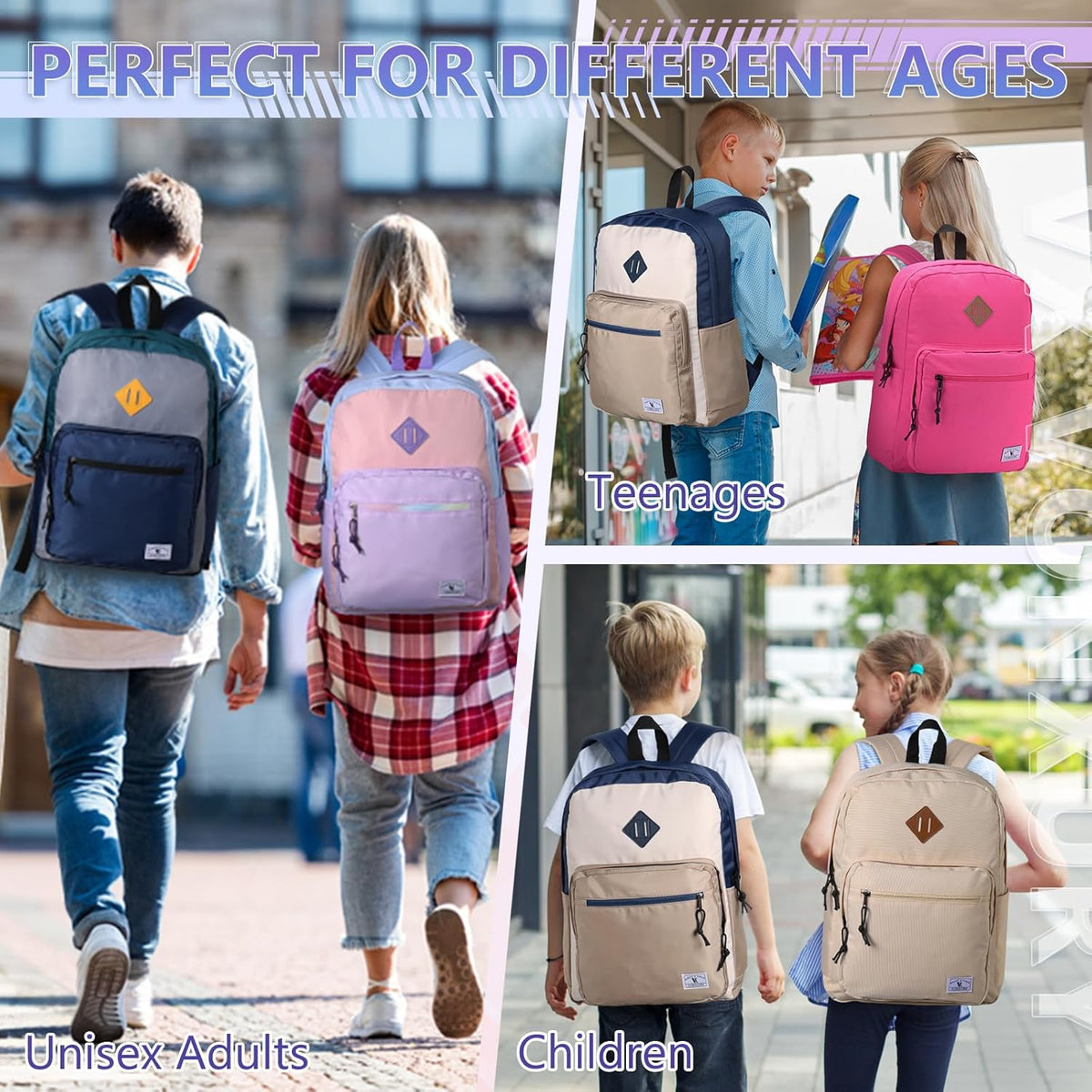 School Backpack for Kids,Lightweight Water Resistant Work Travel Backpack for Women Men Teens VONXURY - PuriLite