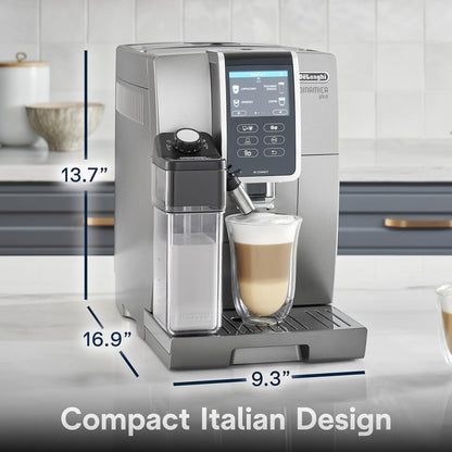De'Longhi Dinamica Plus Connected Espresso & Coffee Machine with Automatic Milk Frother, One Touch Latte, Cappuccino, Colour Touch Display, ECAM37095TI - PuriLite
