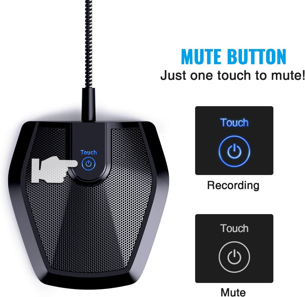 TONOR Conference USB Microphone, Omnidirectional Boundary Condenser PC Mic for Video Conference, Recording, Skype, Online Class, Court Reporter, Plug & Play Compatible with Mac OS Windows PC Computer - PuriLite
