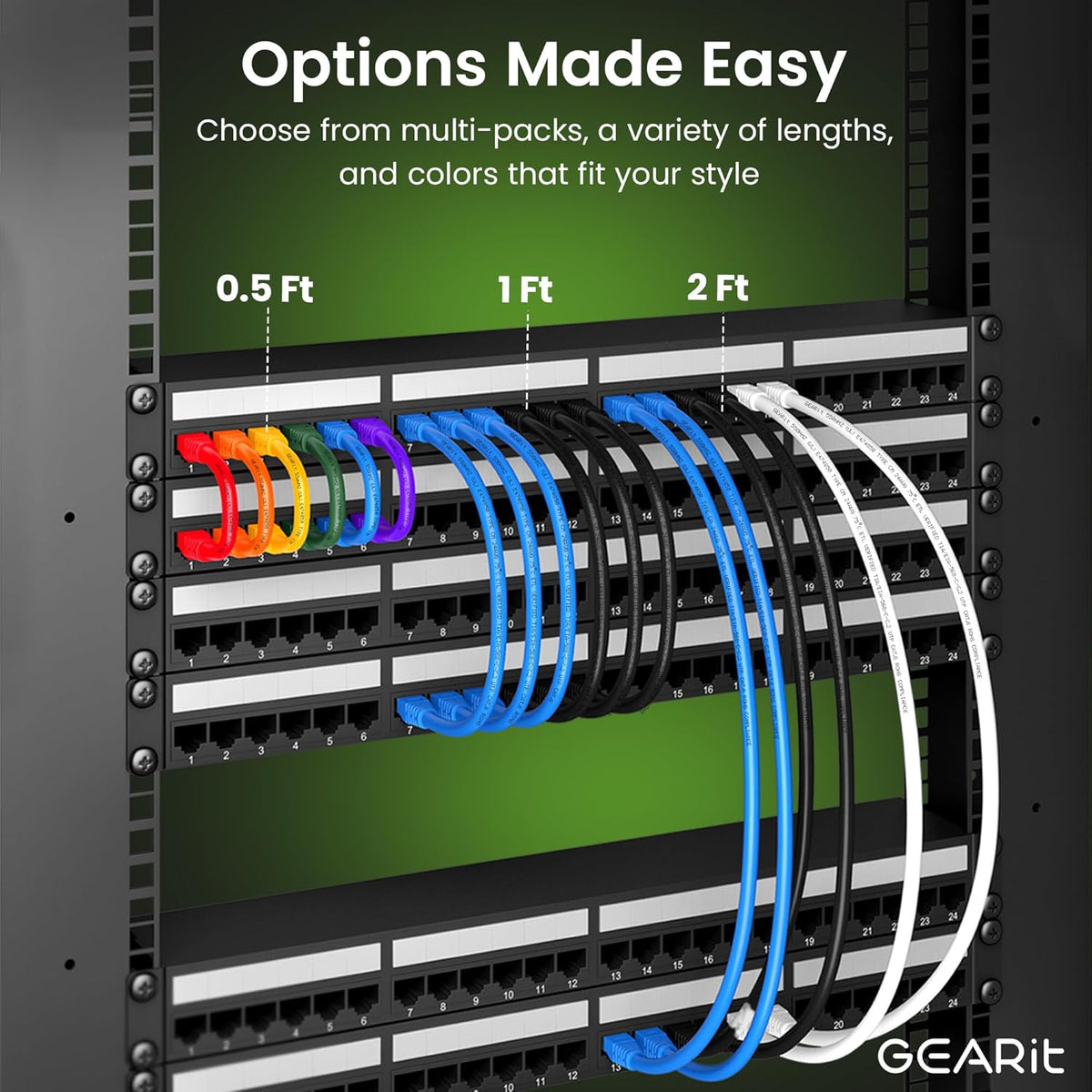 GearIT Cat6 Ethernet Cable 100-Pack – 3ft Snagless RJ45 LAN Patch Cords, Gigabit & 10G Network Cables for Switches, Routers & POE Racks (Blue) - PuriLite