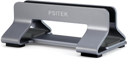 Psitek Aluminum Vertical Laptop Stand Dock Holder – Adjustable 12-42mm Slot Width, Space-Saving Upright Storage for MacBook and Laptops - PuriLite