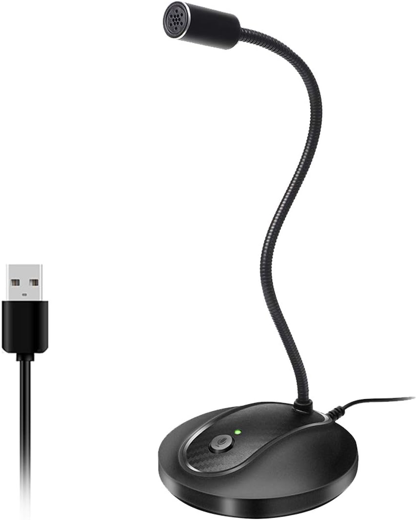 JOUNIVO USB Microphone, 360 Degree Adjustable Gooseneck Design, Mute Button & LED Indicator, Noise-Canceling Technology, Plug & Play, Compatible with Windows & MacOS - PuriLite