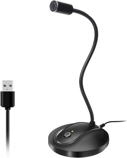 JOUNIVO USB Microphone, 360 Degree Adjustable Gooseneck Design, Mute Button & LED Indicator, Noise-Canceling Technology, Plug & Play, Compatible with Windows & MacOS - PuriLite