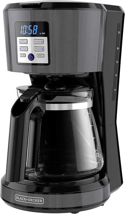 BLACK + DECKER 12 Cup Programmable Coffee Maker in Black Stainless Steel, CM1331BSC - PuriLite
