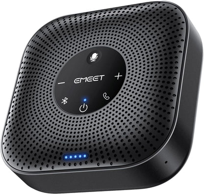 EMEET Conference Speakerphone M0 Plus, 4 AI Mics 360° Voice Pickup, Noise Reduction, USB C, Bluetooth Speakerphone for 8 People w/Daisy Chain for 16, Conference Speaker Compatible w/Leading Software - PuriLite