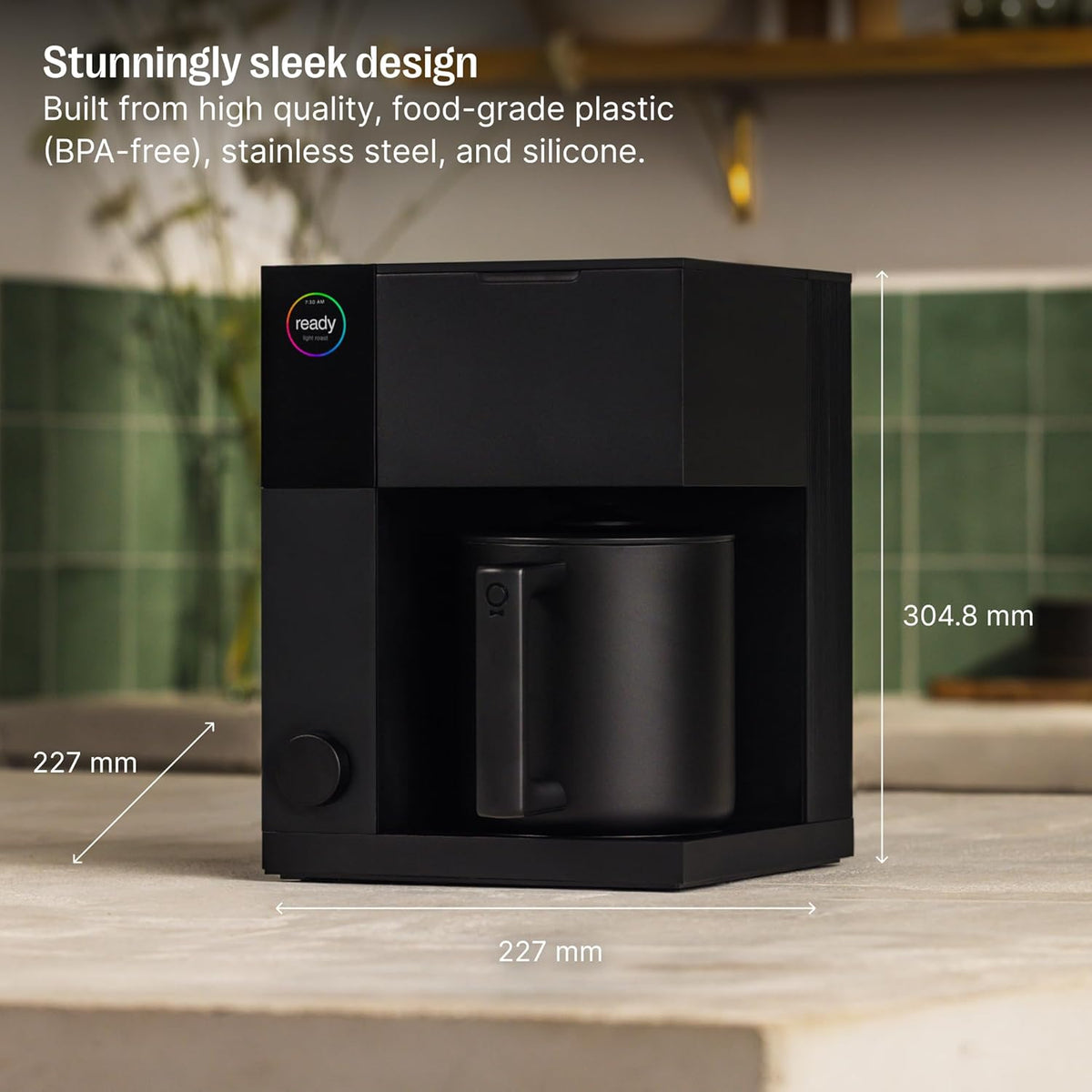 Fellow Aiden Precision Coffee Maker - 10-Cup Thermal Carafe, Built-In Brewing Guidance, Scheduling, Removable Water Tank, Matte Black - PuriLite