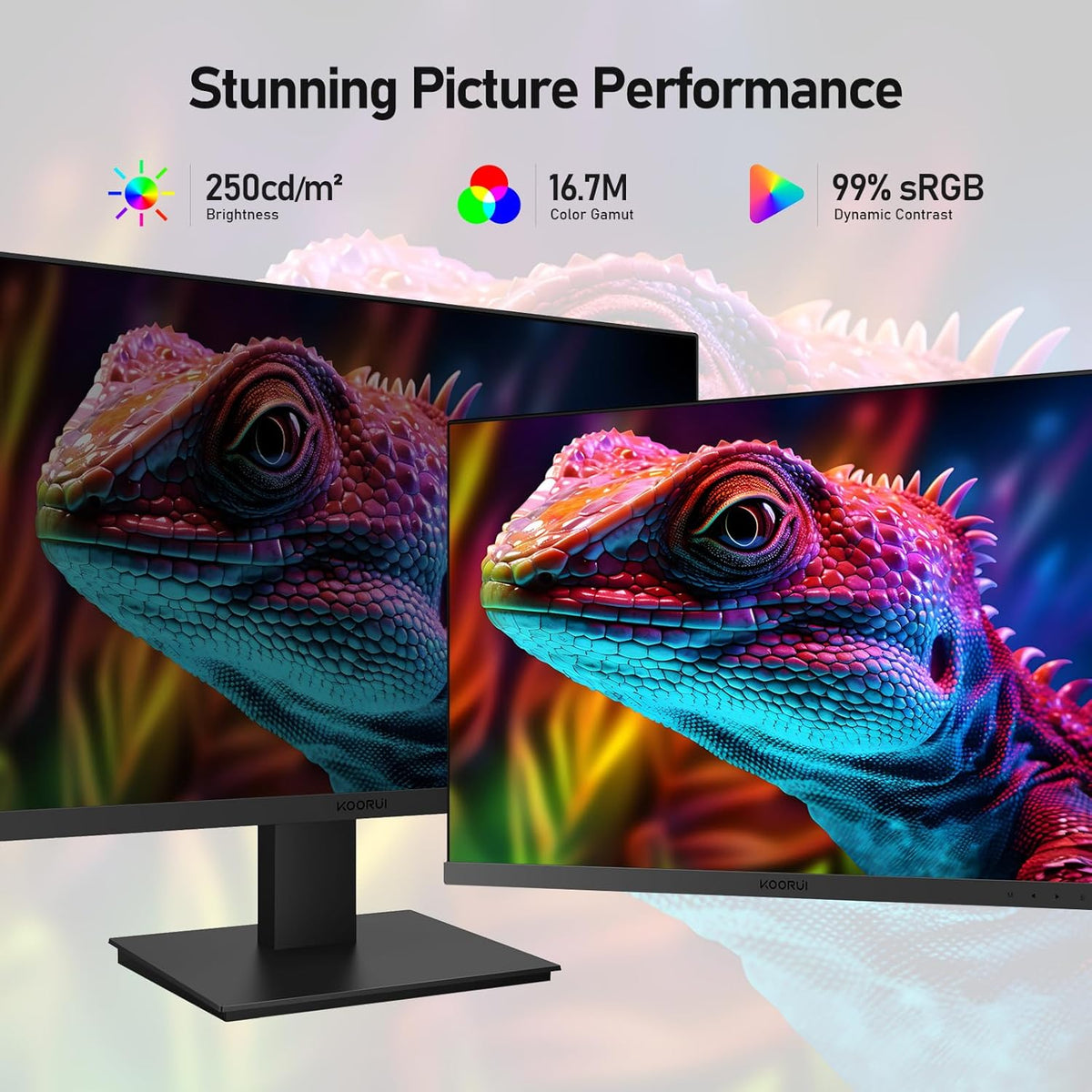 KOORUI 27 Inch Full HD (1920 x 1080) Monitor, 75Hz 5ms IPS Gaming Office Computer Monitor,HDMI,VGA & Audio Port, Tilt Adjustable, VESA Mountable, 27N1 - PuriLite