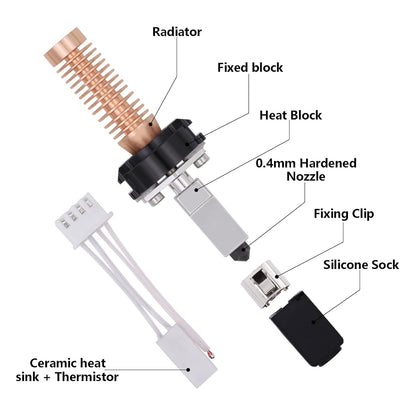 Upgrade Hotend Kit for Flashforge Adventurer 5M/5M Pro, Quick Replaceable Hot End Assembly 0.2/0.4/0.6mm Hardened Steel Nozzle for Adventurer 5M 3D Printer Part - PuriLite