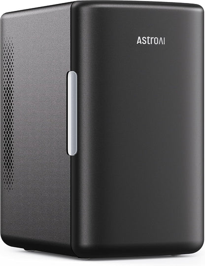 AstroAI Mini Fridge 2.0 Gen, 6 Liter/8 Cans Makeup Skincare Fridge 110V AC/ 12V DC Portable Thermoelectric Cooler and Warmer Little Tiny Fridge for Bedroom, Cosmetics (Dark Black) - PuriLite