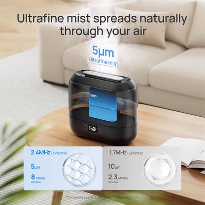 Dreo 4L Smart Humidifiers for Bedroom, Top Fill Quiet Cool Mist Humidifier for Baby Large Room, Ultrasonic with Oil Diffuser, Nightlight, Auto, 32H Runtime for Home, Nursery, Plants, Works with Alexa - PuriLite