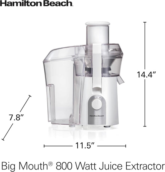 Hamilton Beach Big Mouth 800 Watt Juice Extractor, White, 67702 - PuriLite