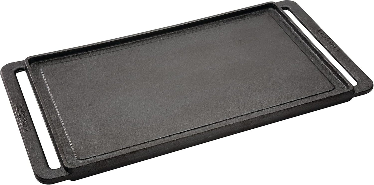 Cuisinart Reversible Cast Iron Grill and Griddle Plate, Ribbed Grill and Smooth Flat Top Griddle (CCP-2000C) - PuriLite