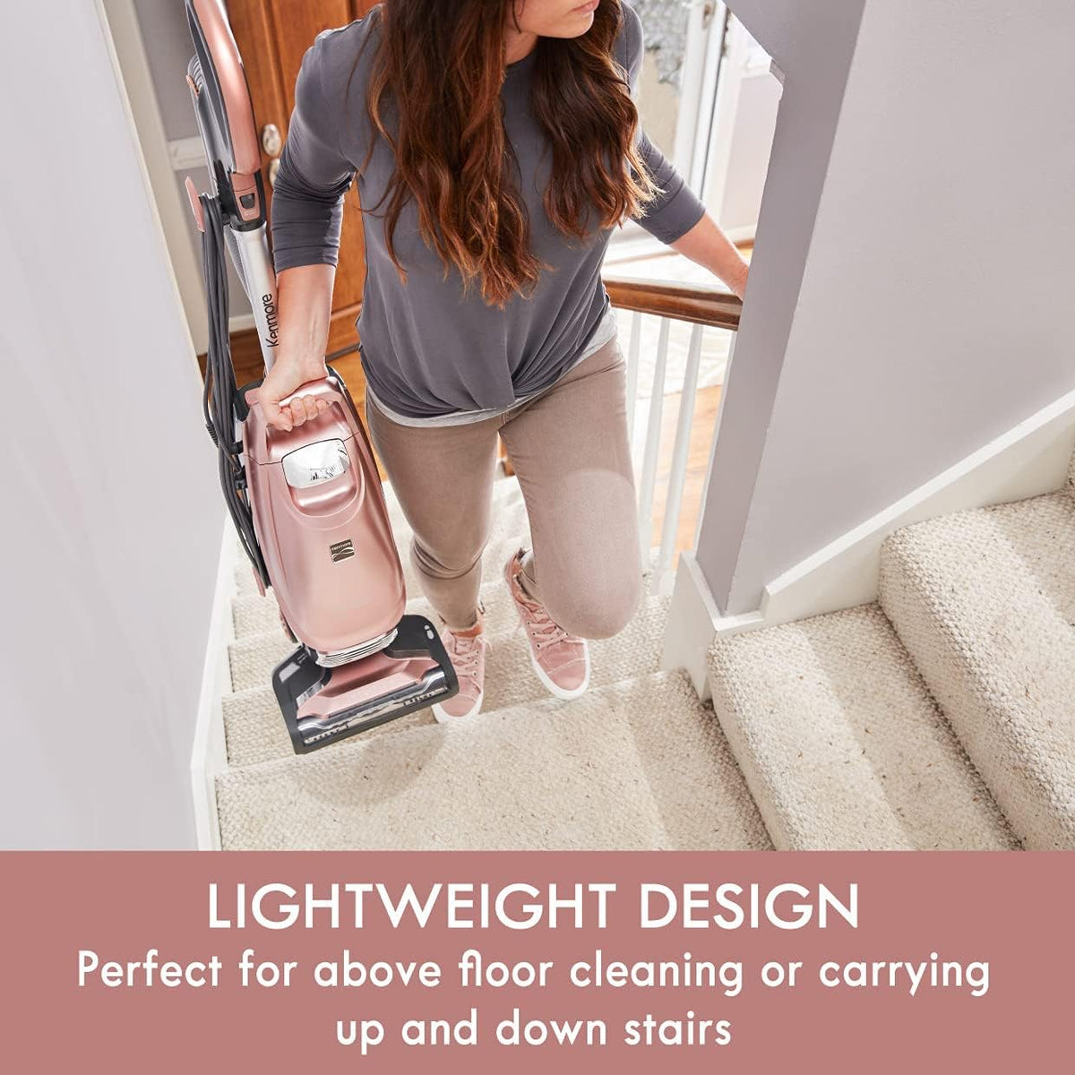 Kenmore BU4050 Intuition Bagged Upright Vacuum, liftup Cleaner with Hair Eliminator brushroll, pet Handi-Mate for Carpet, Hard Floor, Rose Gold - PuriLite