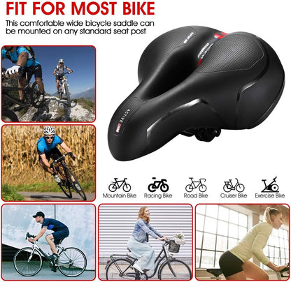 Comfortable Bike Seat for Men Women with Dual Shock Absorbing Ball Waterproof Wide Bicycle Saddle Fit for Most Standard Post - PuriLite