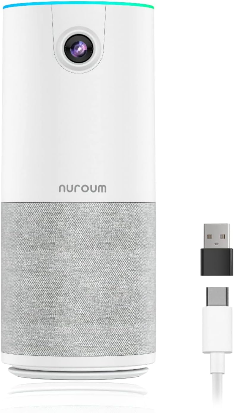 Nuroum C10(2nd Gen) 1080P Conference Webcam with Microphone Speaker, Portable All in One Computer Camera for Video Conference, AI Noise Cancellation & AGC, USB Plug&Play for PC/Laptop - PuriLite