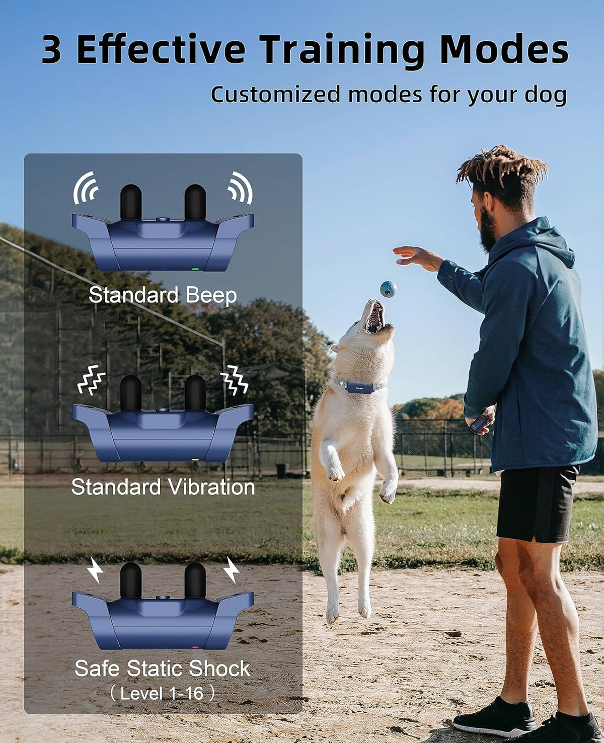 Bousnic Dog Shock Collar with Remote - [New Edition] 4000FT Dog Training Collar for Large Medium Small Dogs (8-120lbs) Waterproof Rechargeable E Collar with Beep, Vibration, Safe Shock (Grey) - PuriLite