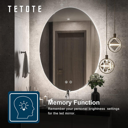 TETOTE 28 Inch Round LED Bathroom Vanity Mirror, Anti-Fog Dimmable Lights IP54 Waterproof Circle Makeup Wall Mounted Mirror - PuriLite