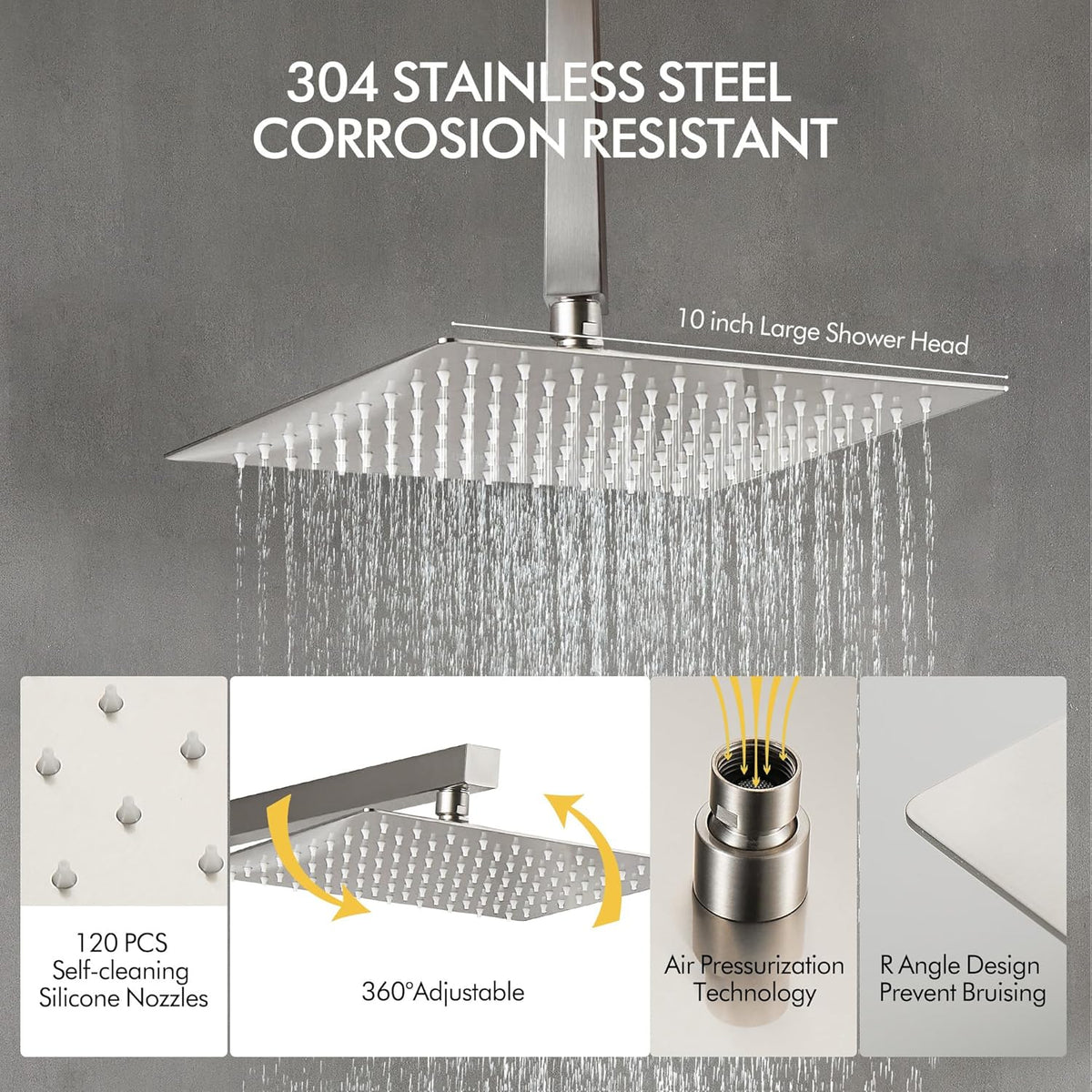 Fransiton Shower System Rain Shower System Set Ceiling Mounted, Rainfall Shower Head with Handheld, Bathroom Shower Kit (Valve Included) (8" - Wall Mount, Matte Black) - PuriLite