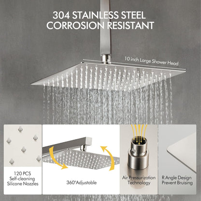 Fransiton Shower System Rain Shower System Set Ceiling Mounted, Rainfall Shower Head with Handheld, Bathroom Shower Kit (Valve Included) (8" - Wall Mount, Matte Black) - PuriLite