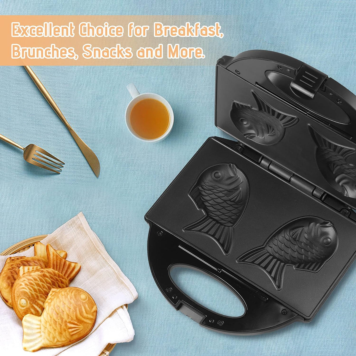 FineMade Mini Waffle Maker Machine, Small Waffle Bites Maker for Kids, Makes 8 x 2” Tiny Waffle Bites, Ideal for Breakfast, Snacks, Desserts and More - PuriLite