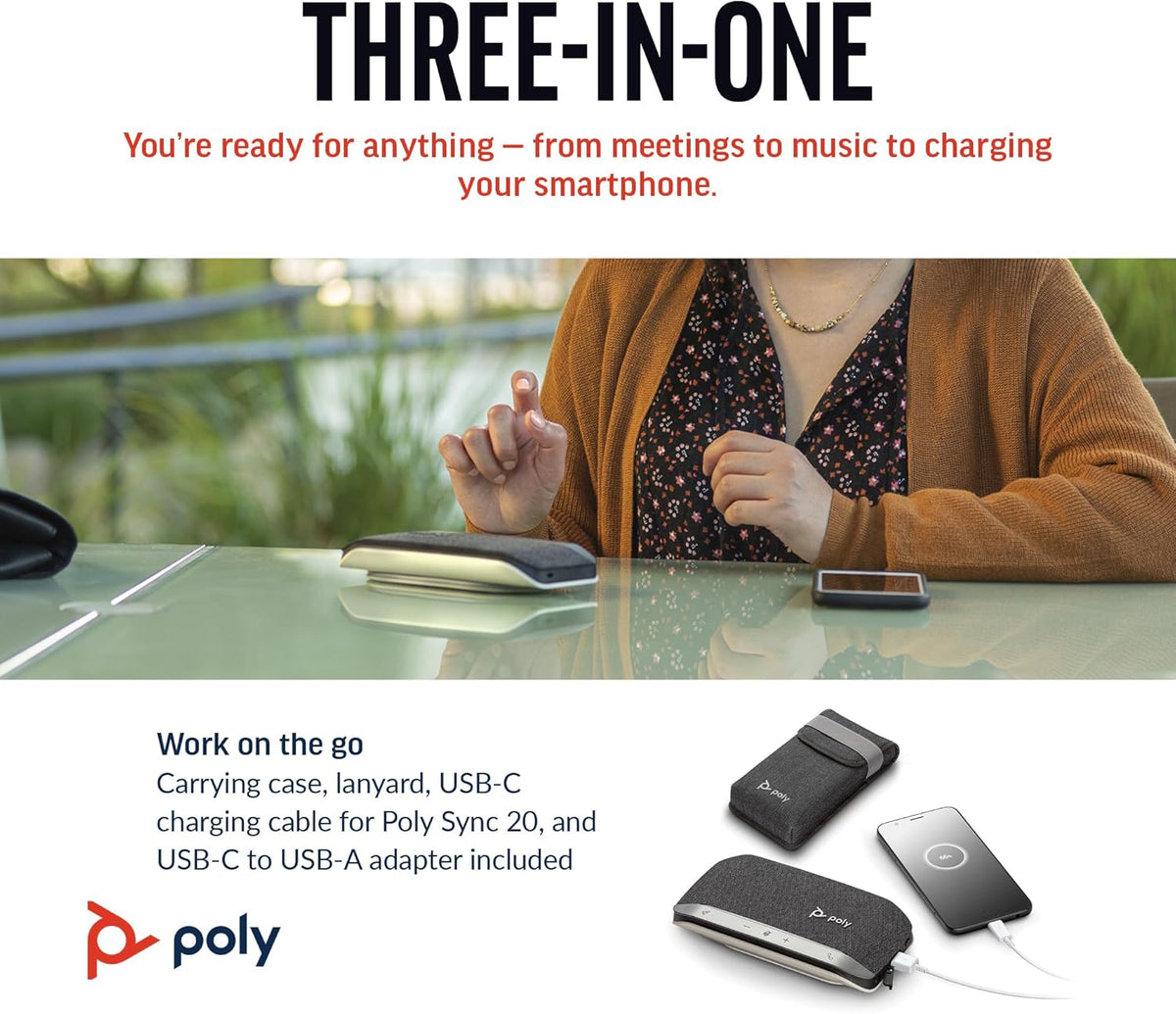 Poly Sync 20 USB-C Personal Portable Smart Speakerphone (Plantronics) – Noise/Echo Reduction -Works w/Teams, Zoom, PC, Mac, Mobile – Amazon Exclusive - PuriLite