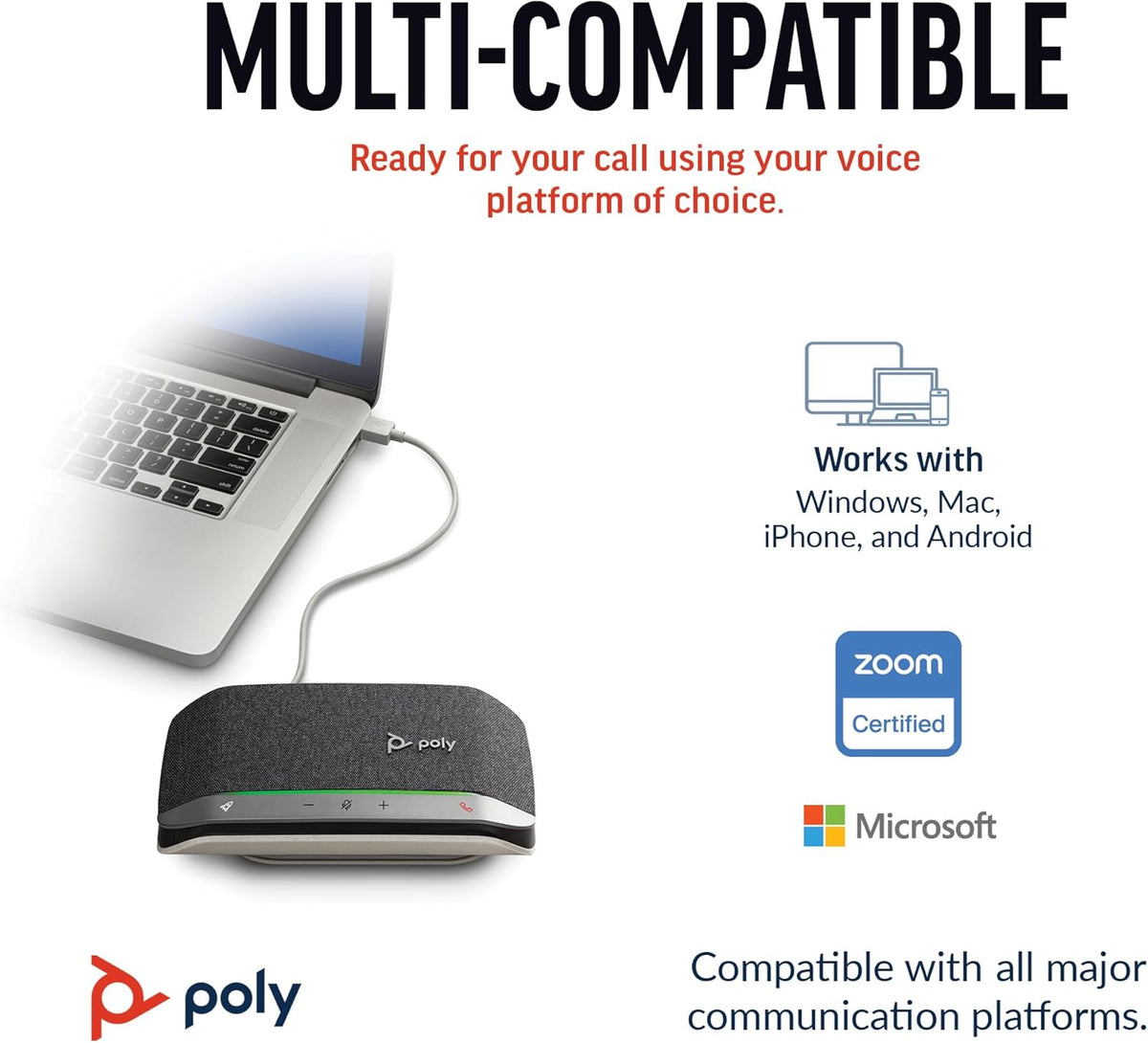 Poly Sync 20 USB-C Personal Portable Smart Speakerphone (Plantronics) – Noise/Echo Reduction -Works w/Teams, Zoom, PC, Mac, Mobile – Amazon Exclusive - PuriLite